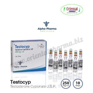 Testocyp Testosterone Cypionate U.S.P. 250 mg/ml [10 Ampoules, Alpha Pharma]