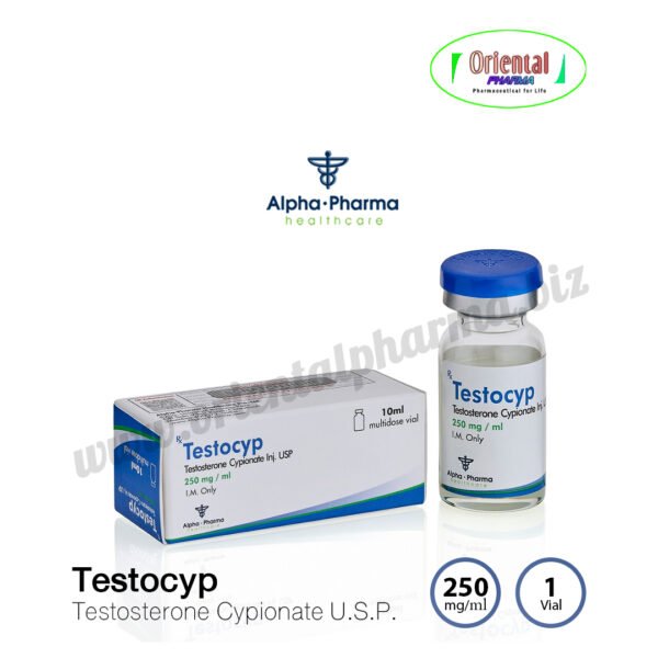 Testocyp Testosterone Cypionate U.S.P. 250 mg/ml [1 Vial, Alpha Pharma]